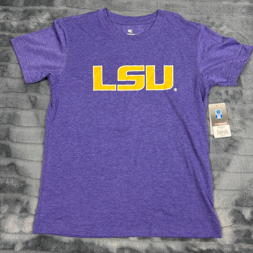 Colosseum LSU Tigers Youth Large T-Shirt Purple Heather Short Sleeve PRTS40411